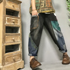 Retro Literary Ethnic Style Painted Ladies Jeans