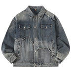 American Retro High Street Washed Destroyed Denim Jacket