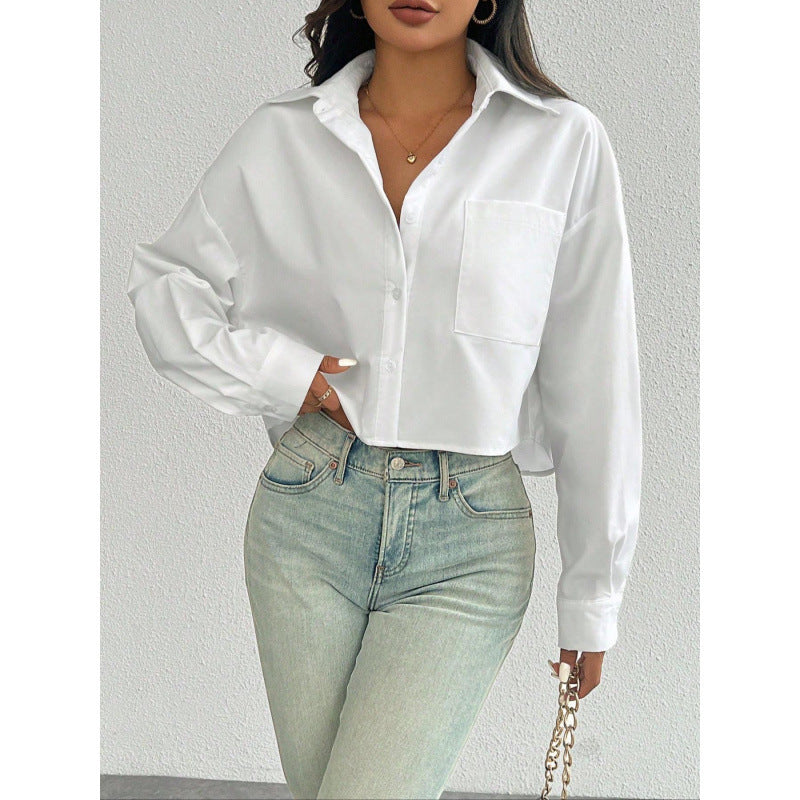 Fashion Solid Color Loose-fitting Women's Shirt Top