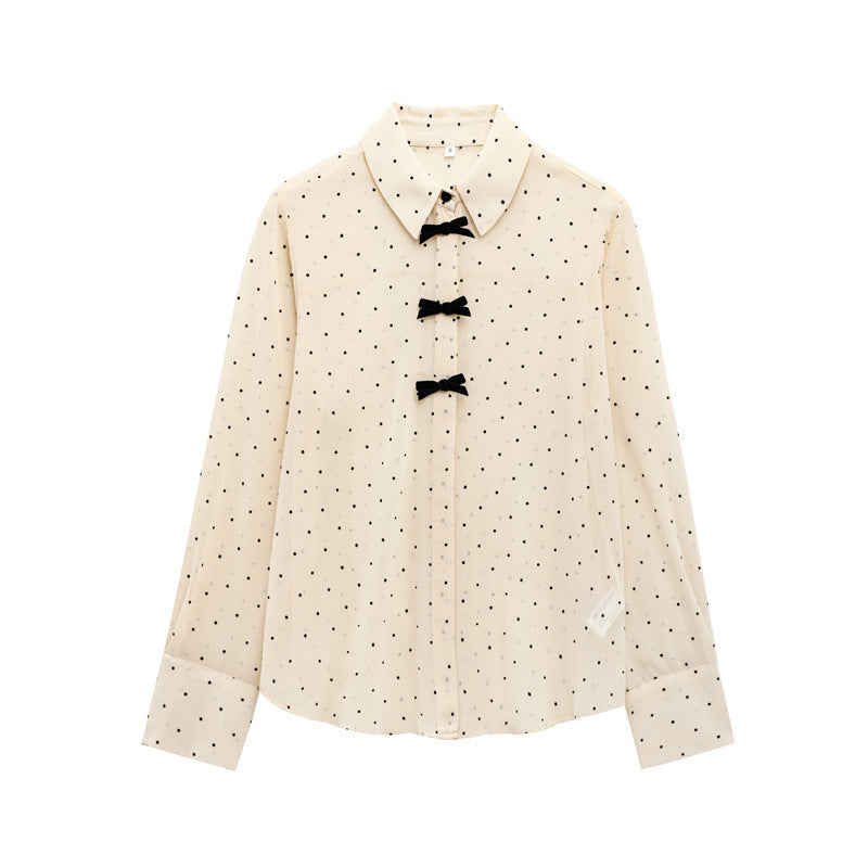 Fashion Women Bowknot Decoration Loose Casual Shirt